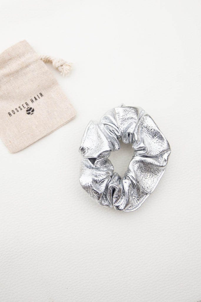 Silver scrunchie