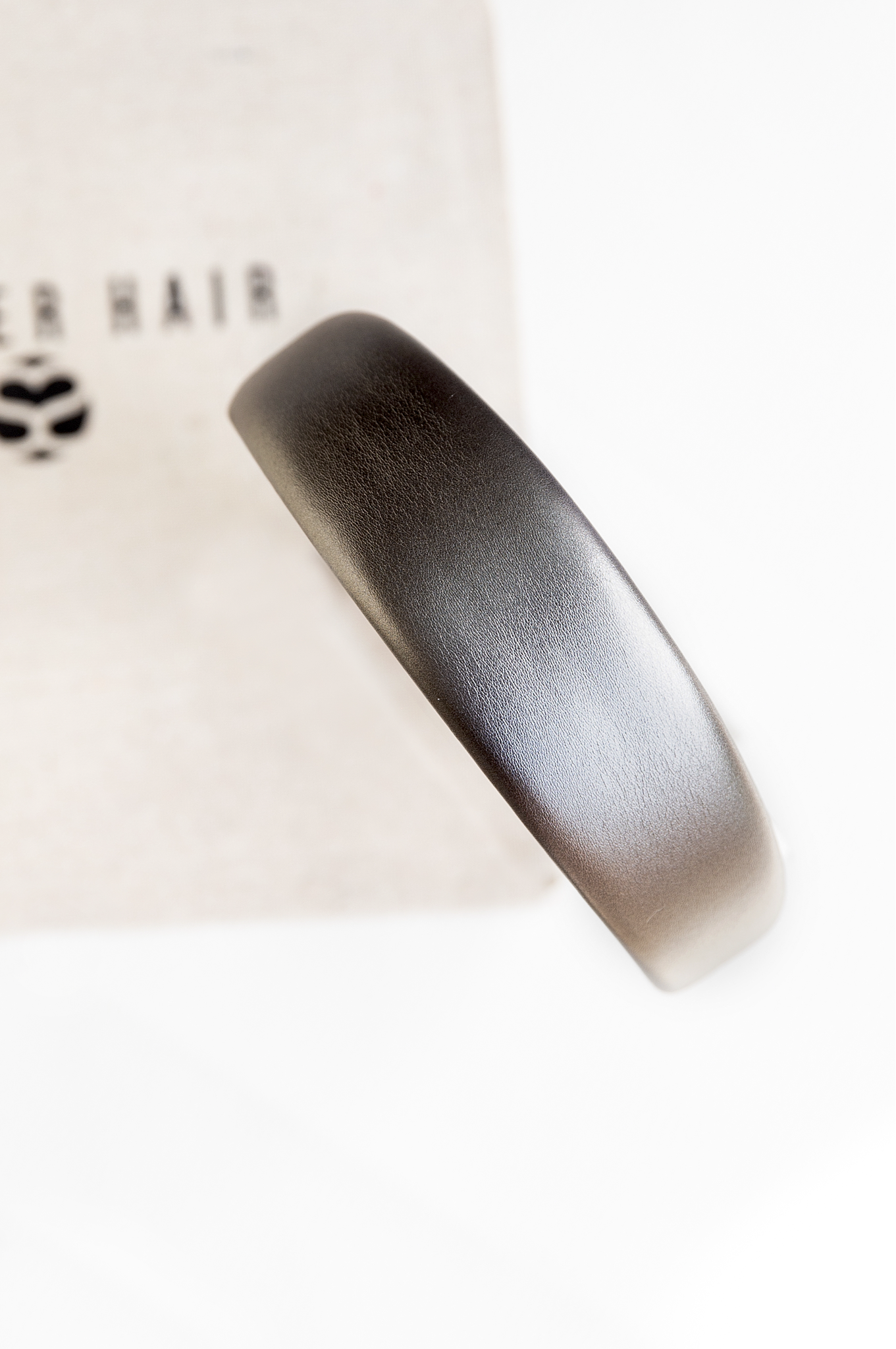 grey leather headband