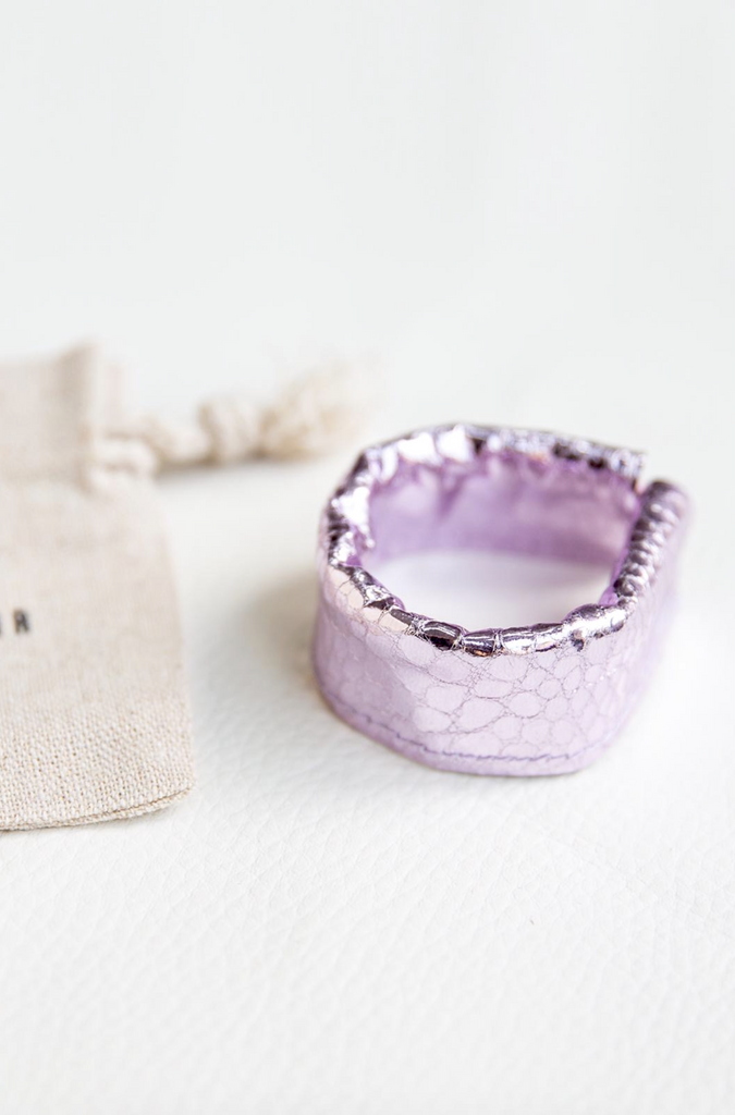 lilac sequin leather bobble