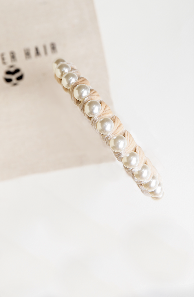 nude pearl headband